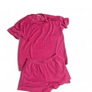 Pink Ribbed Lounge Set